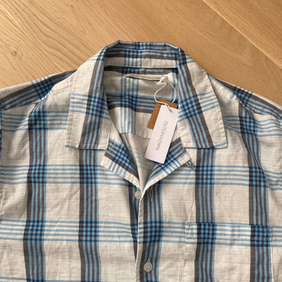 Outerknown Plaid  Short Sleeve button down shirt Size Medium - Picture 4 of 6